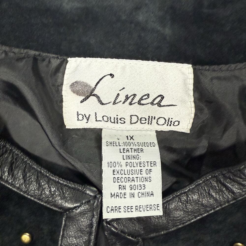 VTG Linea By Louis Dell'Olio Black Suede Leather Studded Western Jacket Size 1X - Picture 4 of 8
